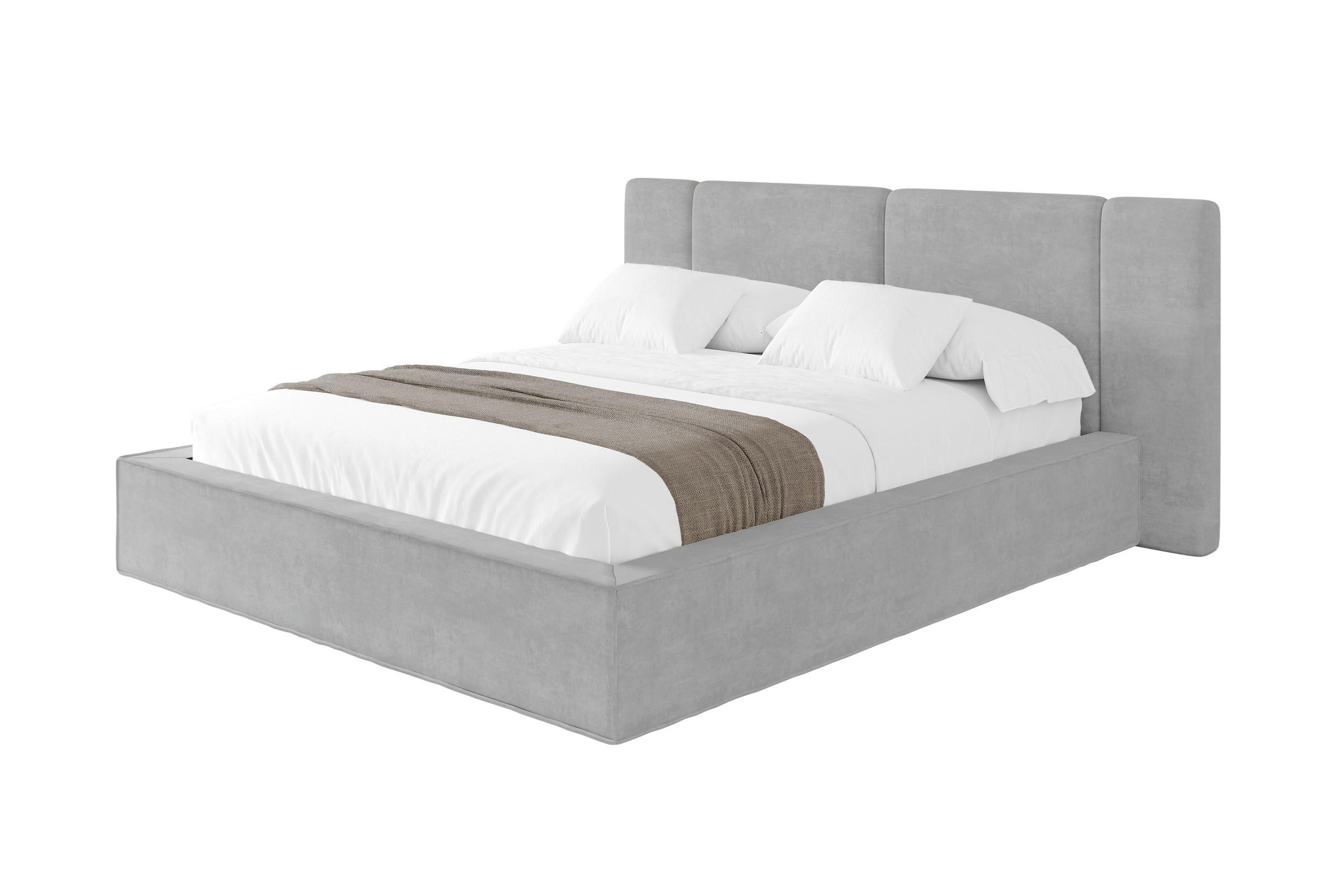 POLSTERBETT mit Bettkasten und Lattenrost, Bett mit Matratze H3/H4 - RIVO 140x200 Grau - Hellgrau, Holzwerkstoff/Textil (140/200cm) - ALTDECOR