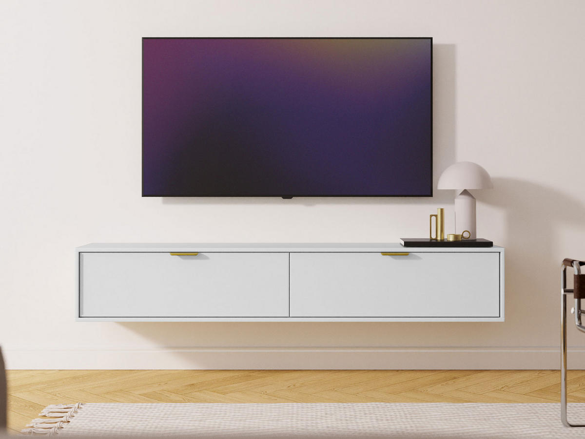 TV-LOWBOARD Senna 175 - Goldfarben/Weiß, Holzwerkstoff/Metall (175/35/33cm) - MIRJAN24