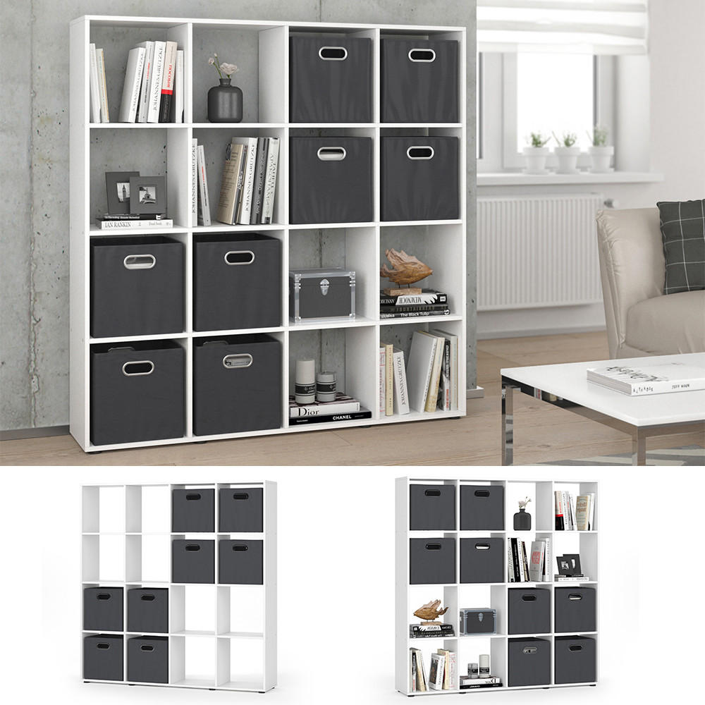 RAUMTEILER Karree Weiß 138.5 x 142.5 cm mit 4 Faltboxen - Weiß, Holzwerkstoff (138.5/142.5/29cm) - Vicco