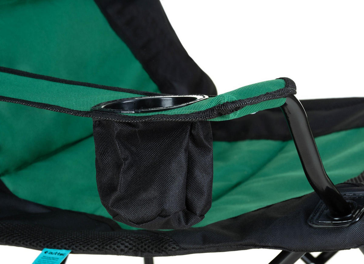 CAMPINGSESSEL bis 130 kg, mit Getränkehalter und Tragetasche - Grün, Textil/Metall (89/104/56cm) - Outtec