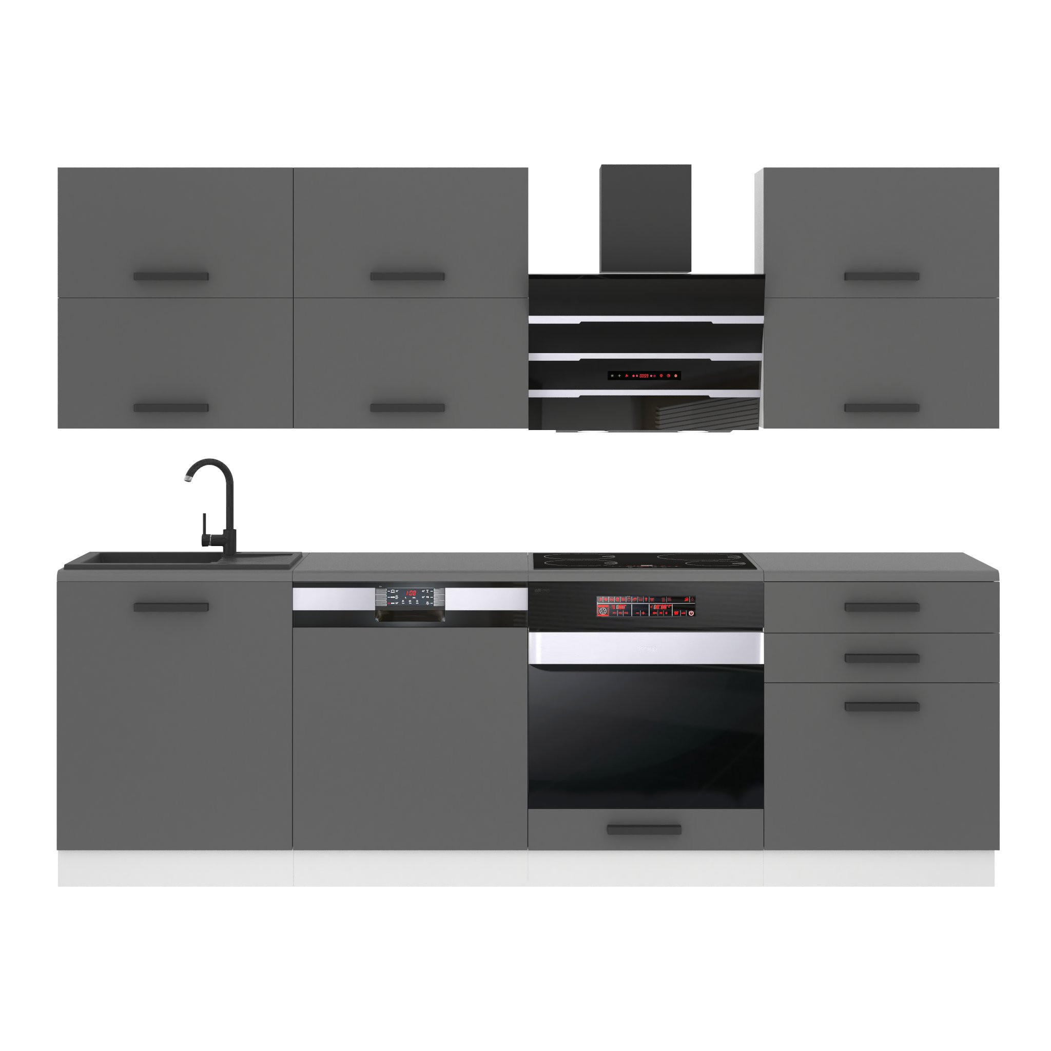 B BELINI GROUP KUCHYŇSKÁ LINKA Madison 240 cm, s pracovními deskami, Stříbrná matná
