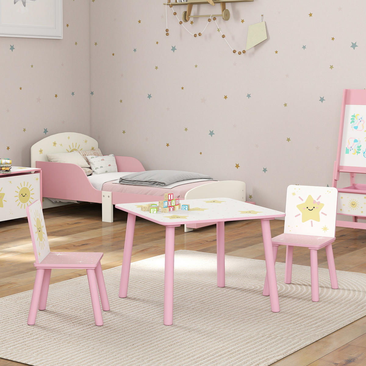 KINDERSITZGRUPPE DE-17534 mit Sternenmotiv, 60x60 cm Rosa - Pink, Holzwerkstoff (60/44/60cm) - ComfortXL