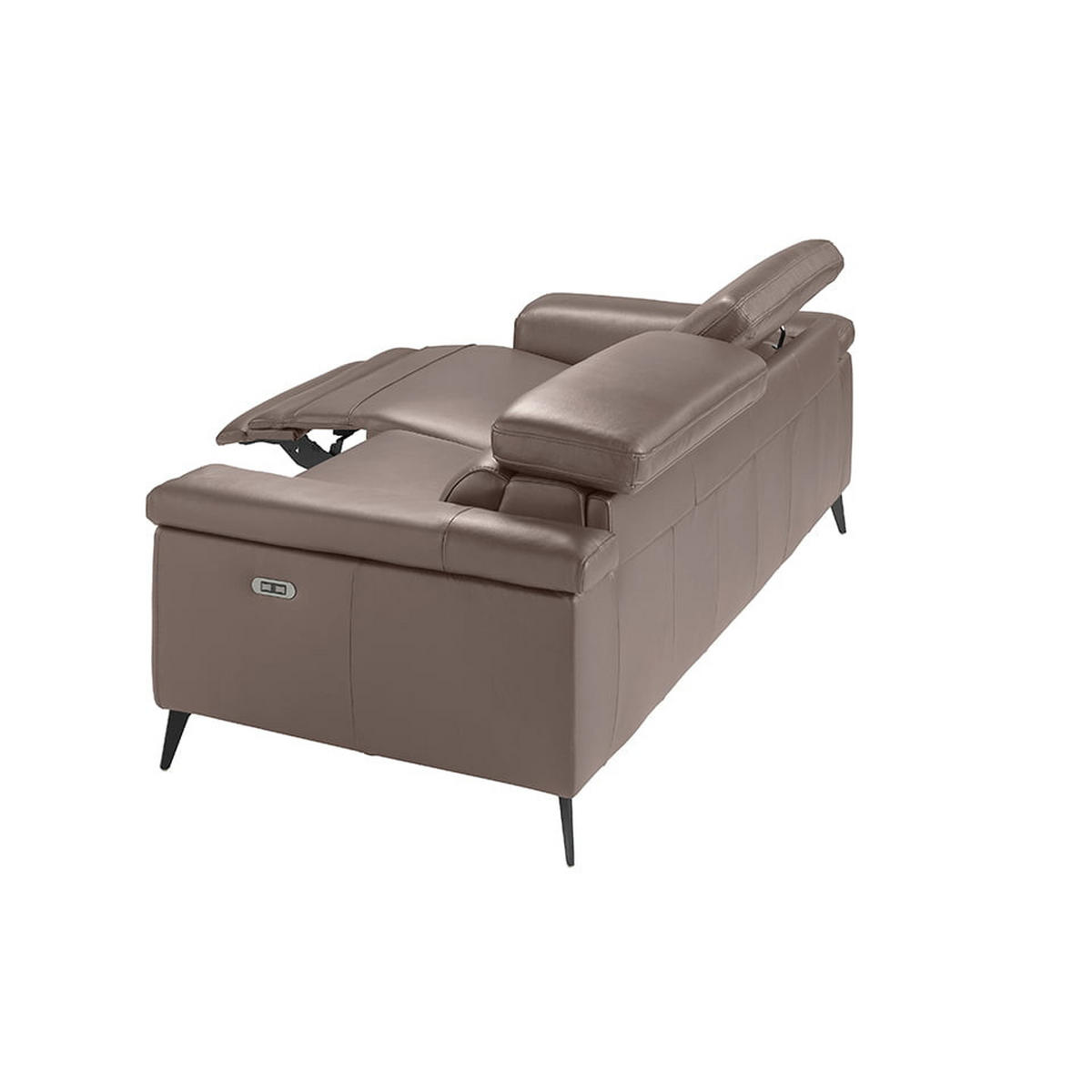 SOFA 3-SITZER Nerz Schwarz 215/103/99 cm - Taupe/Schwarz, Leder (215/99/103cm) - ANGEL CERDA