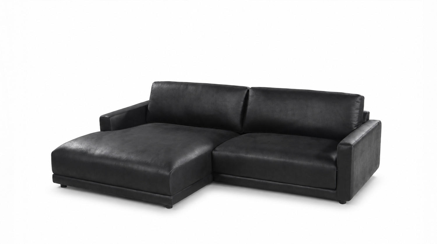 ECKSOFA MARLIN Schwarz Lederfaserstoff - Schwarz, Leder/Kunststoff (262/168cm) - KAWOLA