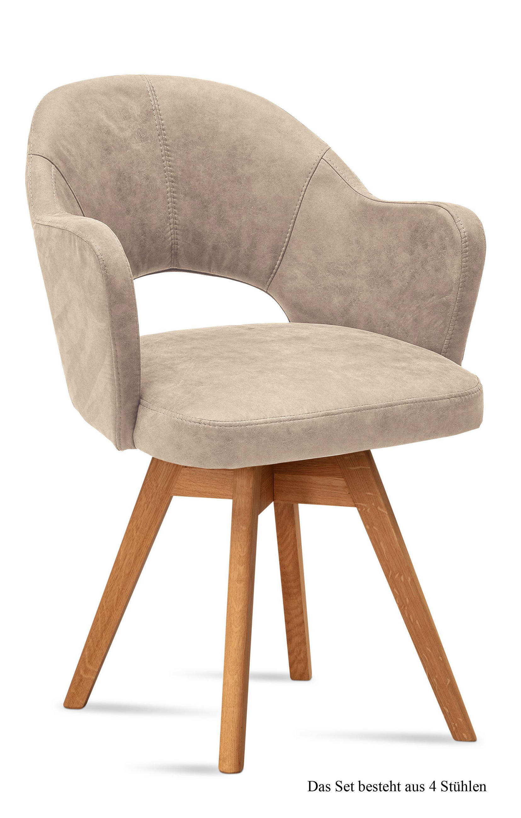 ARMLEHNSTUHL drehbar (4er-Set) Dosya 59x87x61 Eiche geölt/Natur - Eichefarben/Naturfarben, Kunststoff (61/87/59cm) - 58aufmkessel