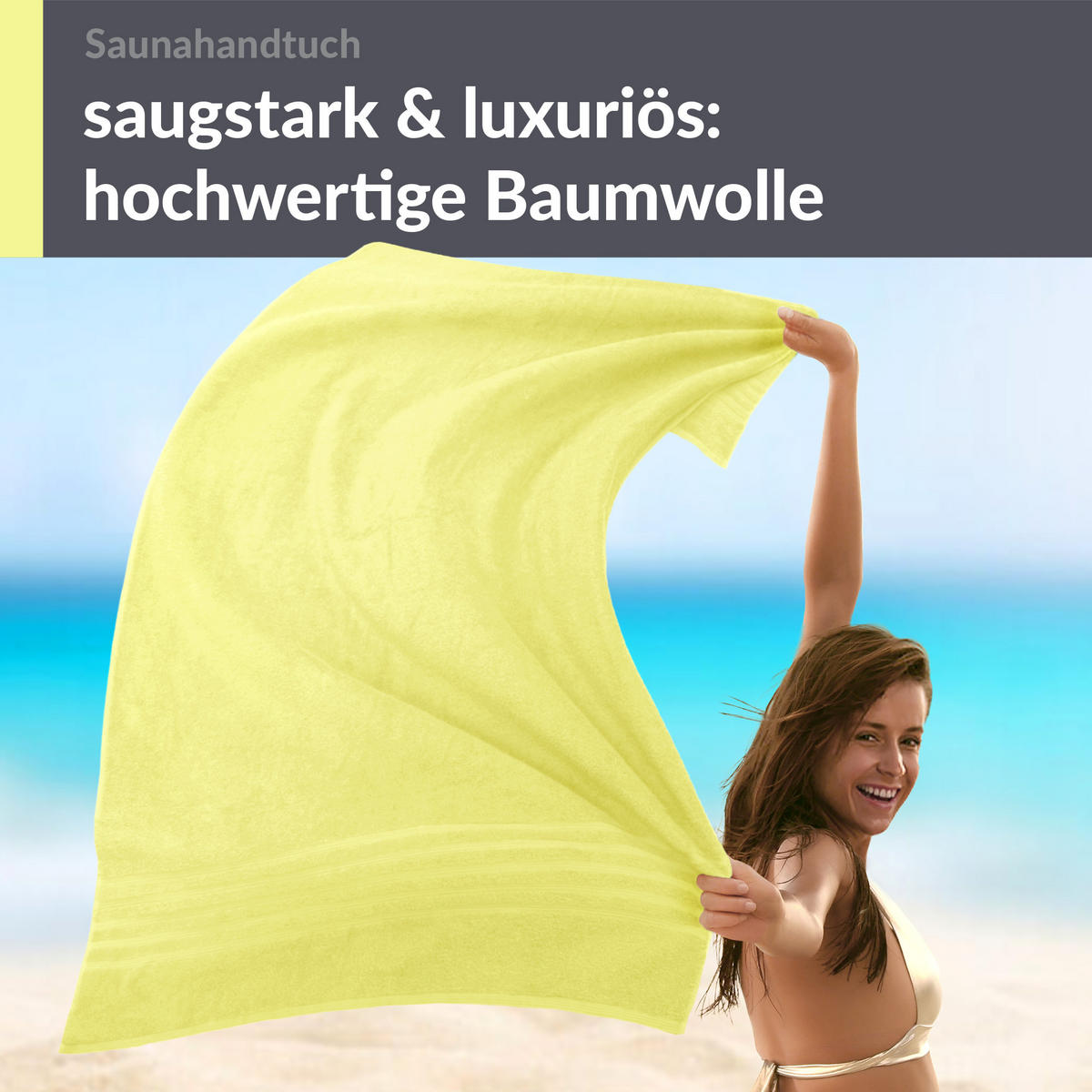 BADETUCH London Anis Grün 100x200 cm - Hellgelb, Textil (100/200cm) - Lashuma