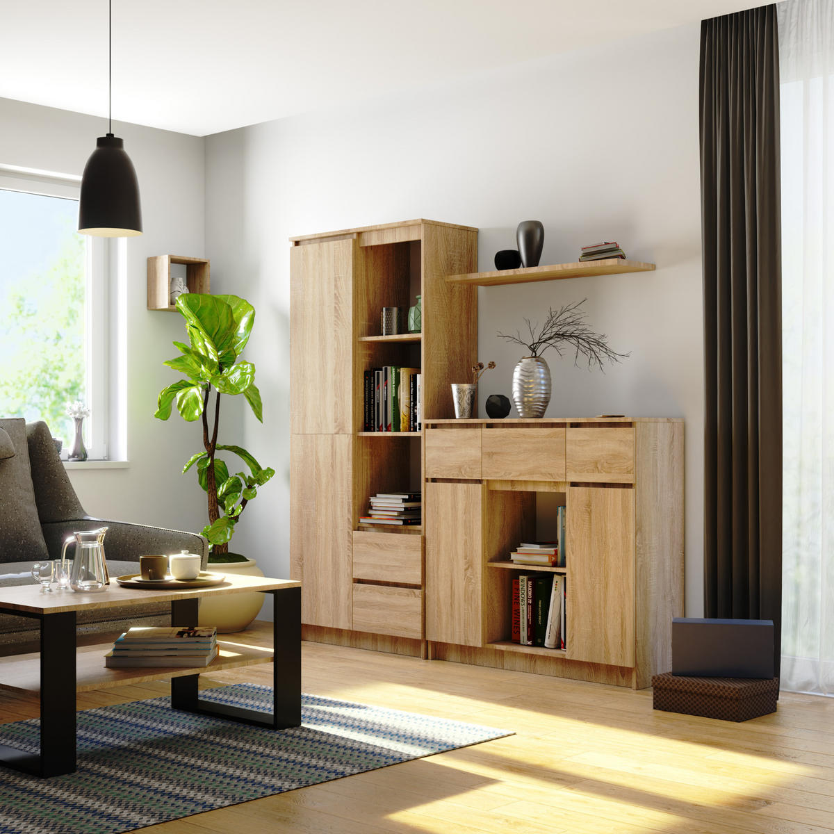 KOMMODE Sonoma Eiche 35x101x98 cm - Sonoma Eiche, Holzwerkstoff (101/98/35cm) - Akord