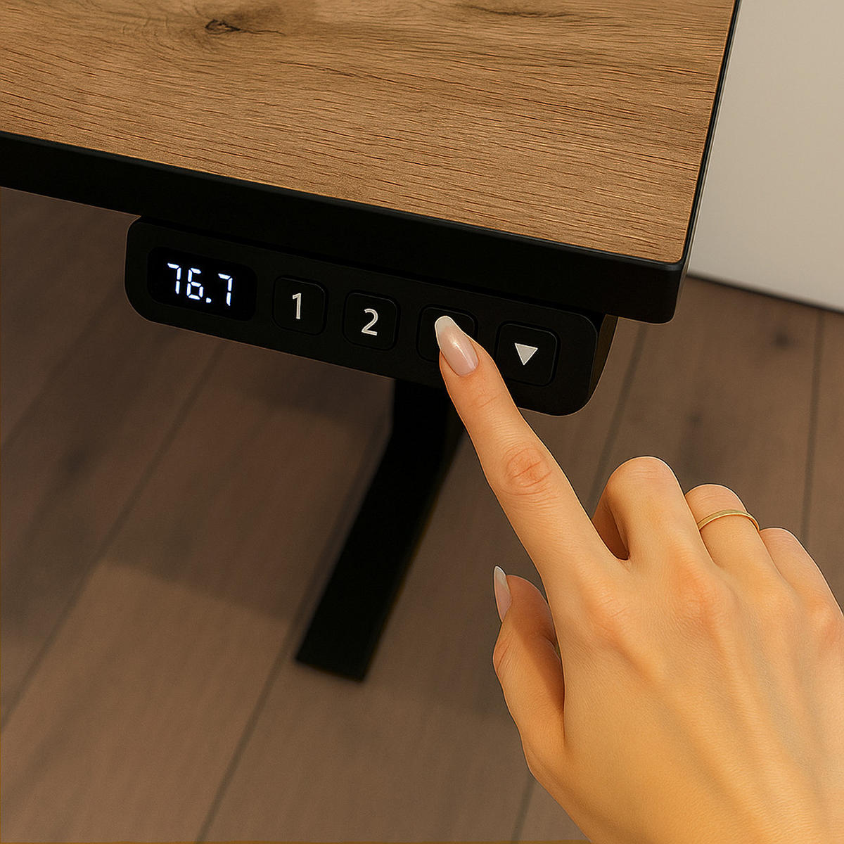 SCHREIBTISCH PANDA elektrisch höhenverstellbar 73-117,5x160x75 cm Eiche - Eichefarben, Holz (75/160/73cm) - PROREGAL