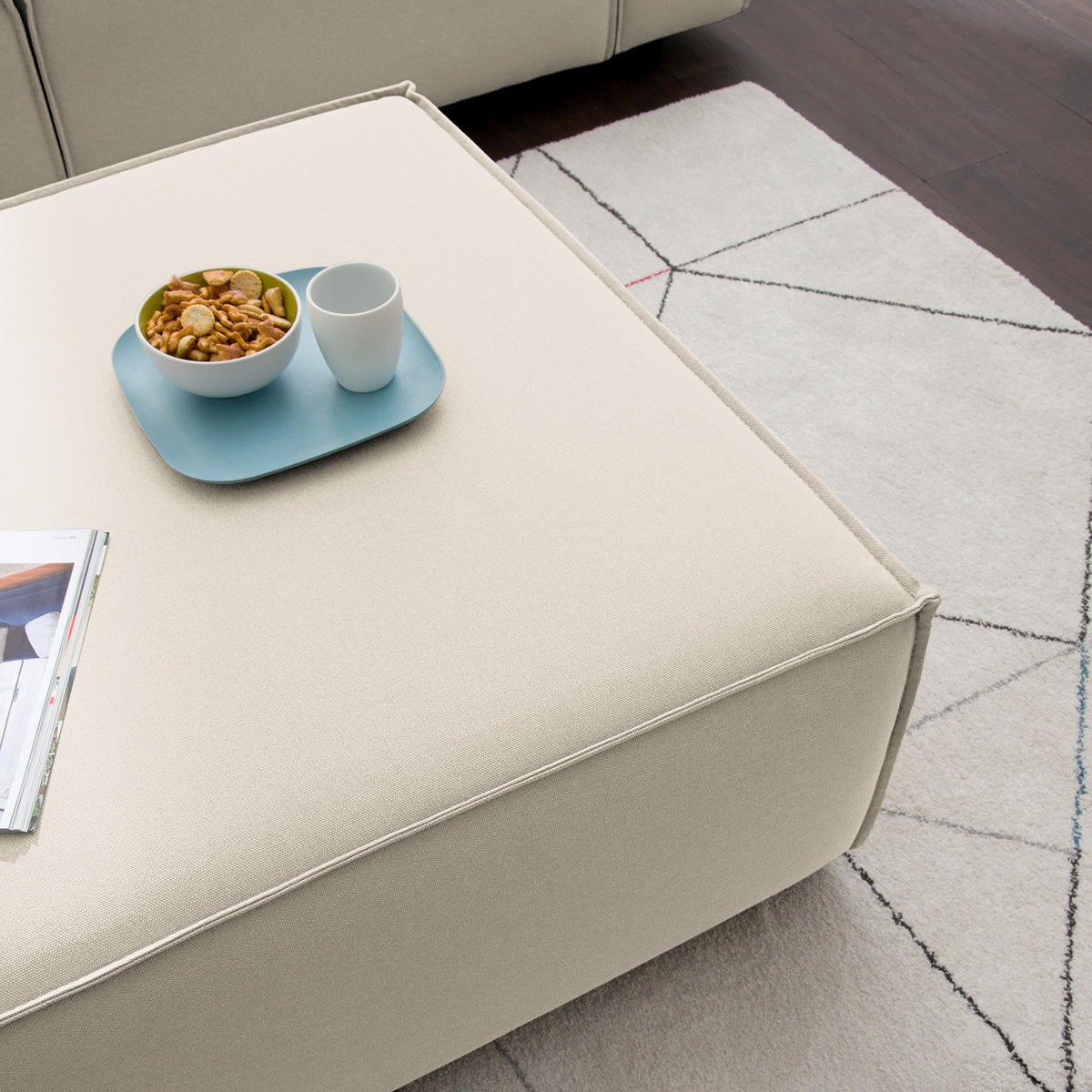 POLSTERHOCKER - Quadratisch - Schwarz/Weiß, Kunststoff/Textil (98/40/97cm) - home24