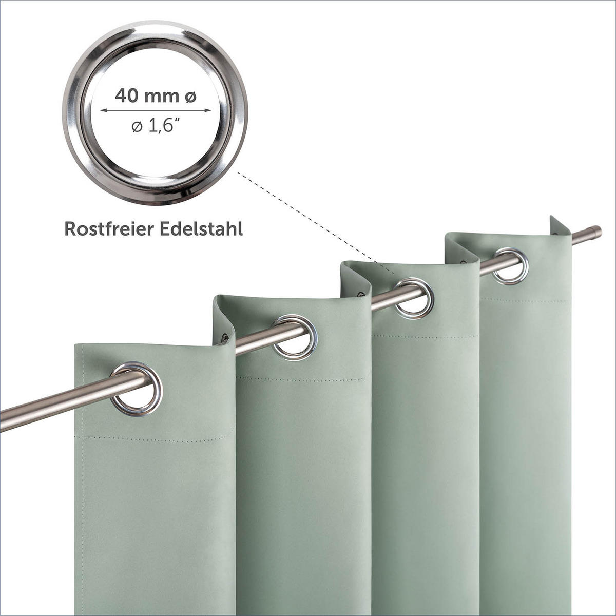 VERDUNKLUNGSVORHÄNGE Emelie 140/175 cm,2er-Set, mit Hitze- und Kälteschutz,Grün - Grün, Kunststoff (140/175cm) - Blumtal