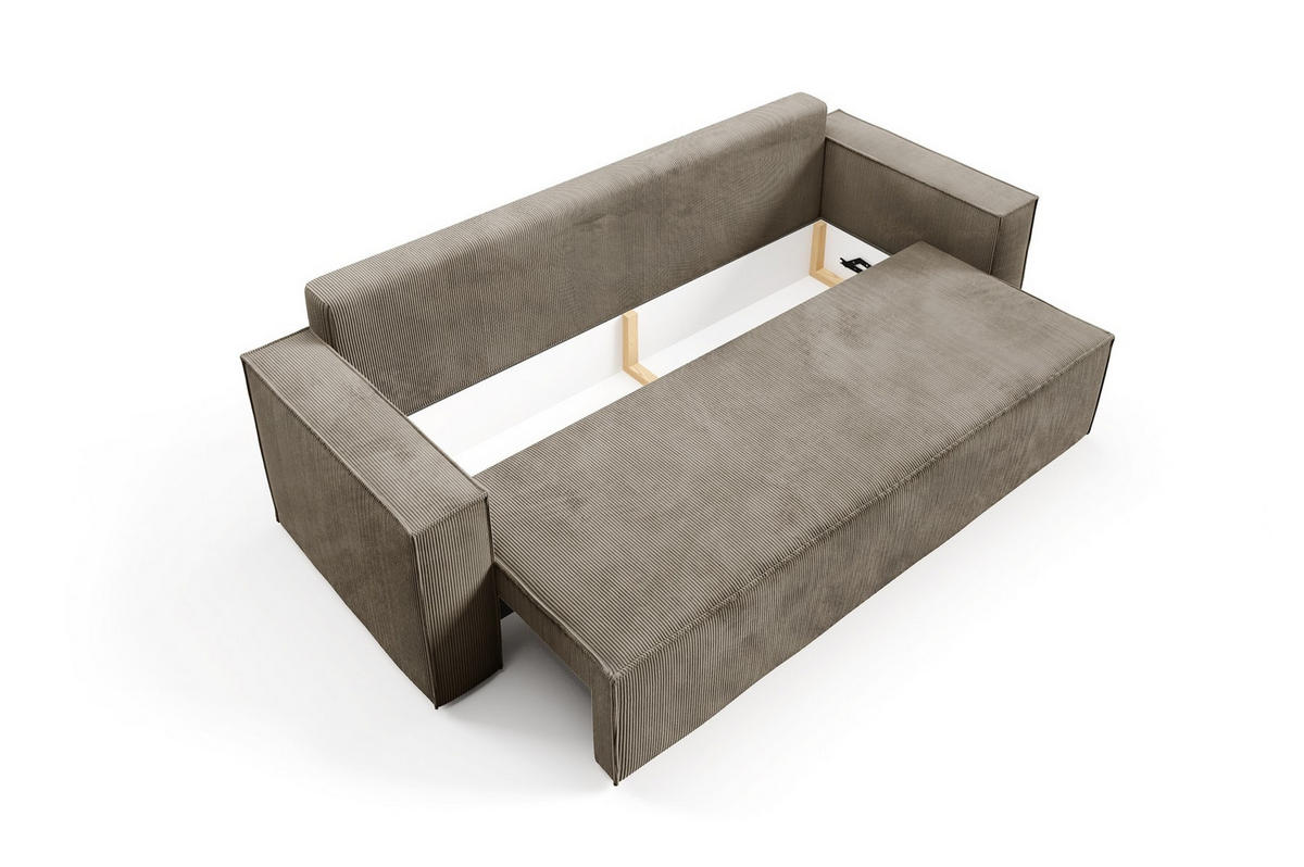 SOFA Roda Braun, Kordsofa mit Schlaffunktion - Braun, Holzwerkstoff/Textil (248/93/96cm) - Bettso