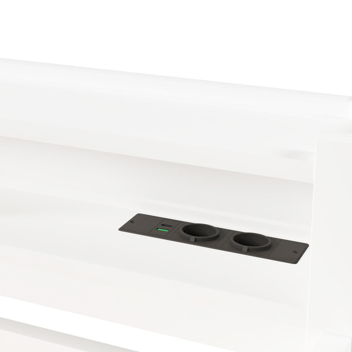 HOCHBETT 90/200 cm in Weiß mit 3 Schränken, LED und USB - Weiß, Holzwerkstoff (90/200cm) - STILVORA