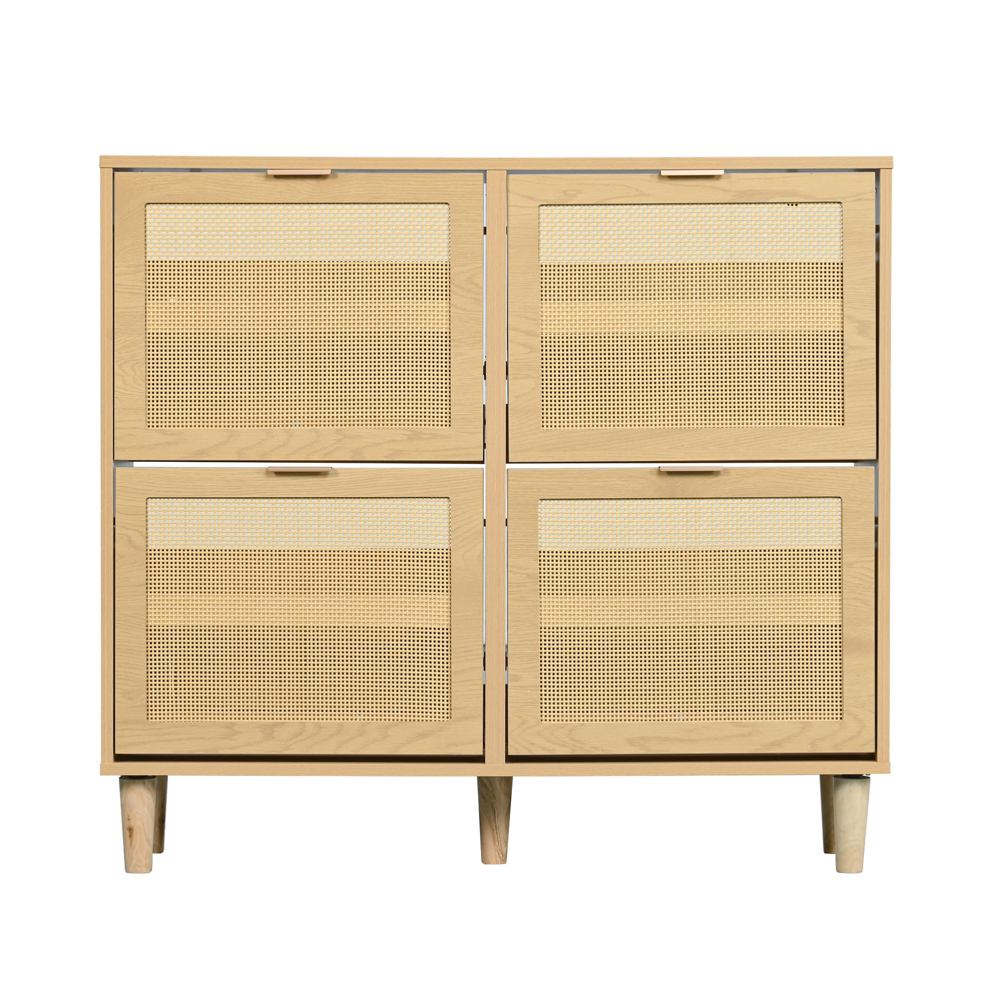 SCHUHSCHRANK 100/90/25 cm Eichefarben aus Spanplatte mit Rattangeflecht - Naturfarben, Holzwerkstoff (100/90/25cm) - OKMYHOME