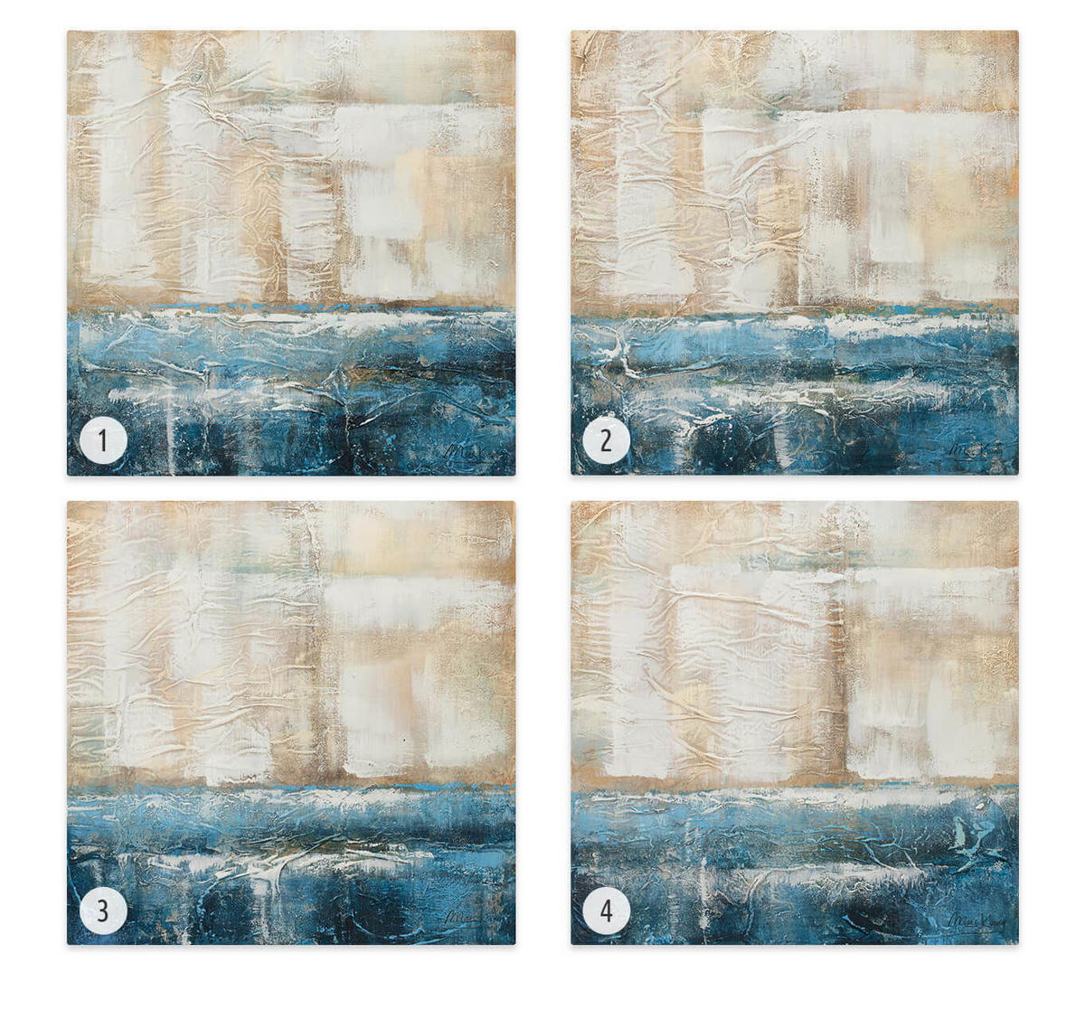 ACRYLBILD HANDGEMALT 60/60 cm - Blau/Beige, Holz/Textil (1.1/60cm) - KUNSTLOFT
