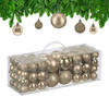 76XWEIHNACHTSKUGELN - Beige, Kunststoff (6/7/6cm) - Relaxdays