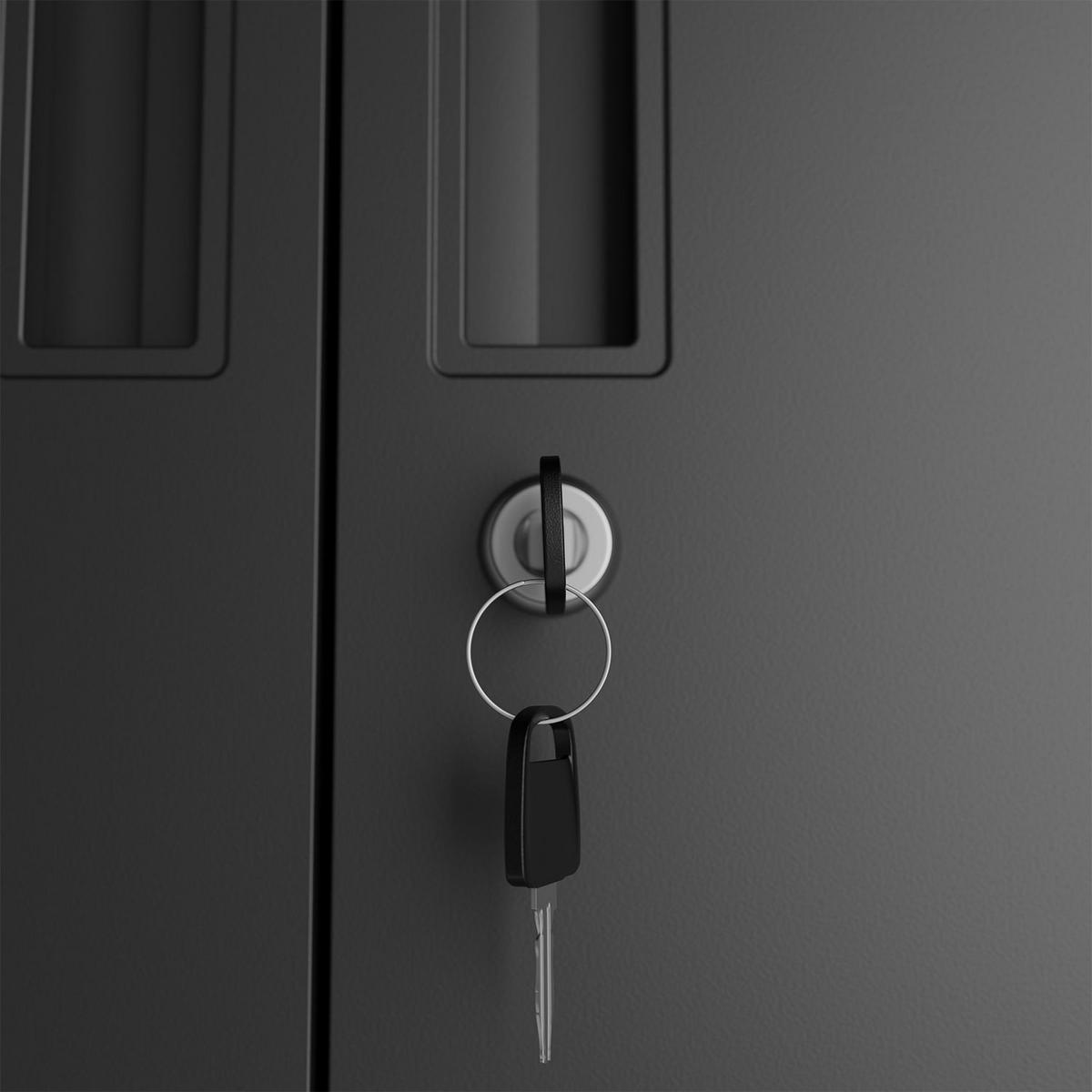 METALLSCHRANK 180/80/40 cm schwarz abschließbar - Schwarz, Metall (80/180/40cm) - Juskys