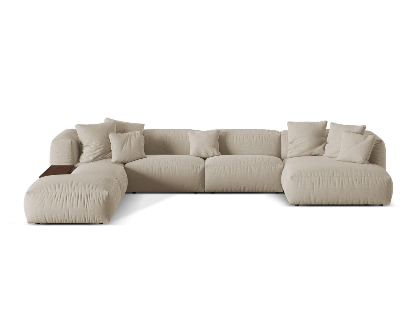 MODULARES-PANORAMASOFA links Martina aus strukturiertem Stoff leichtes beige 5 Sitzplätze - Creme, Textil (280/75/406cm) - Micadoni