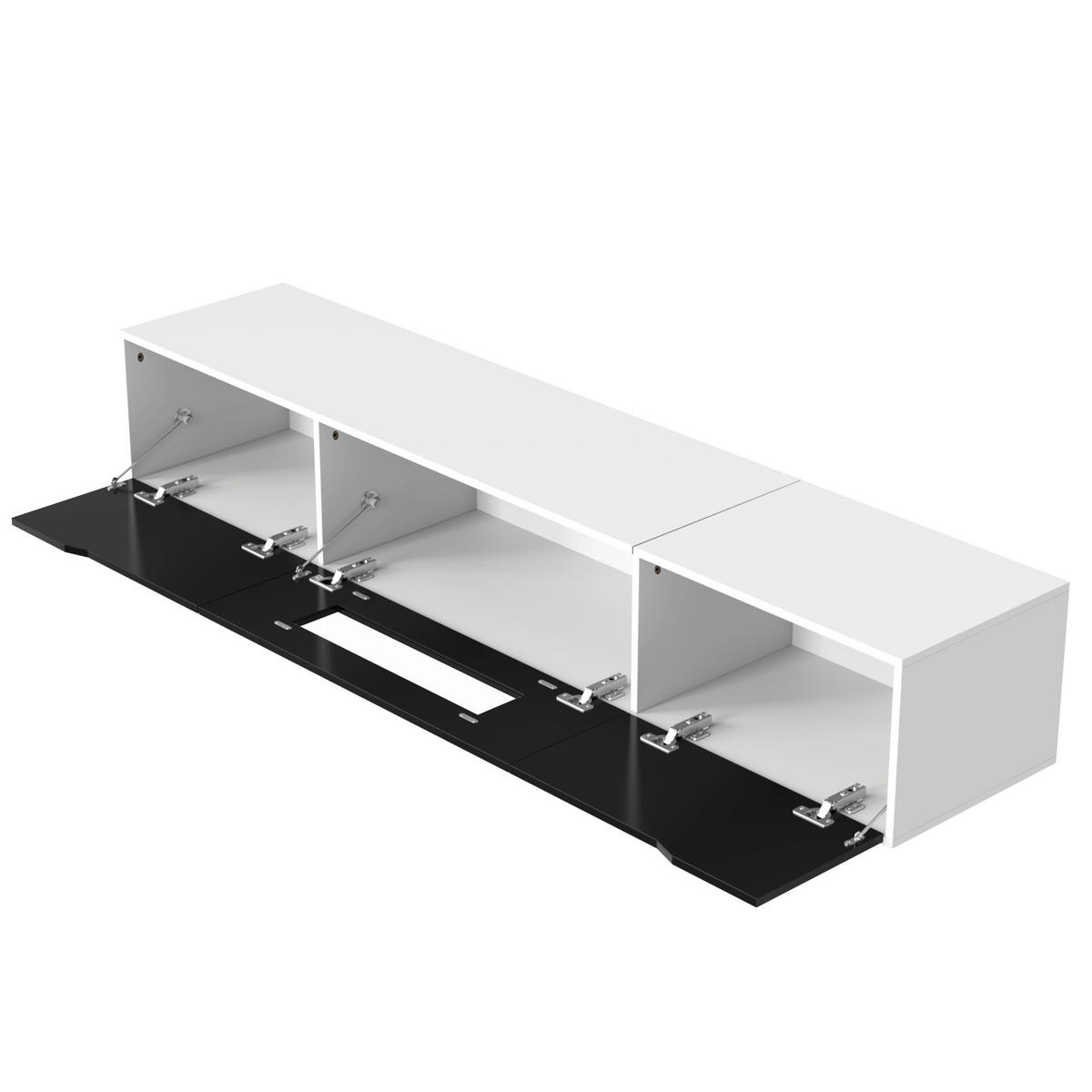 TV-SCHRANK in Weiß und Schwarz Hochglanz mit LED 180/35/30 cm - Schwarz, Holzwerkstoff (180/35/30cm) - Redom
