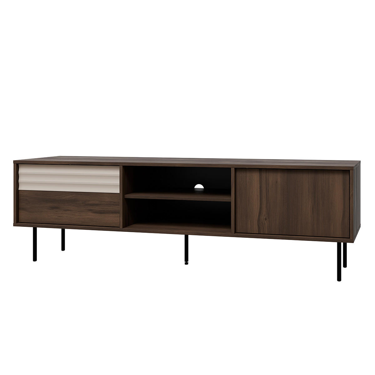 TV-MÖBEL Astra Dunkles Holz und Kaschmir - Beige, Holzwerkstoff (180/55/40cm) - Petits-meubles