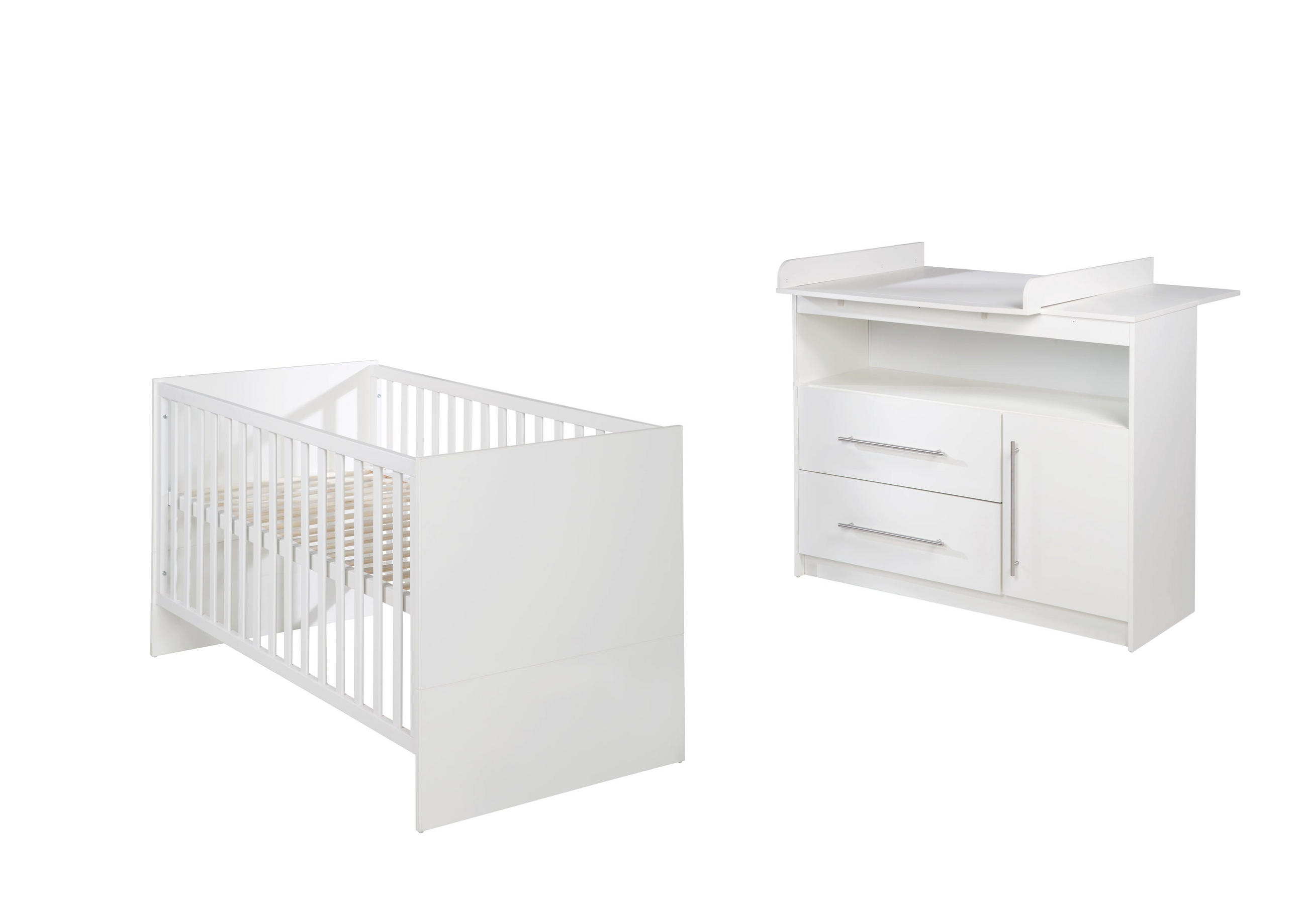 BABYZIMMER-SET Maren, mit breiter Wickelkommode, 2-teilig - Weiß, Holzwerkstoff (76/80/142cm) - Roba