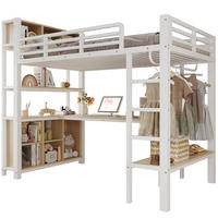 HOCHBETT 90x200 cm in Weiß mit Schreibtisch, Kleiderstange und Regalen - Weiß, Holzwerkstoff (90/200cm) - IVMEU