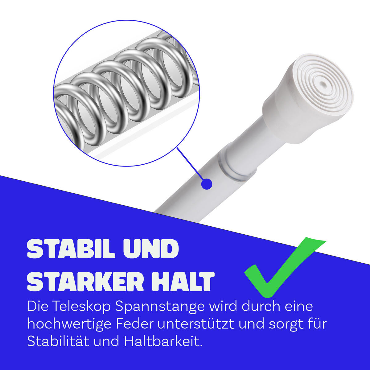 VERSTELLBARE Vorhangstange - Spannstange zum Klemmen Weiß Ø16/19 mm 120-210 cm - Weiß, Metall (120cm) - Bestlivings
