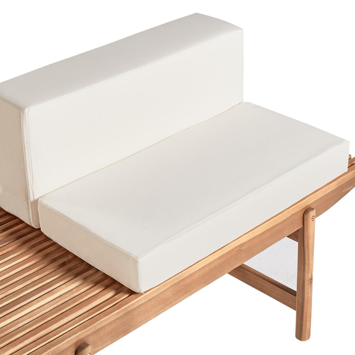 GARTENBANK Heller Holzfarbton Giaveno - Hellbraun/Weiß, Holz (135/84/65cm) - Beliani