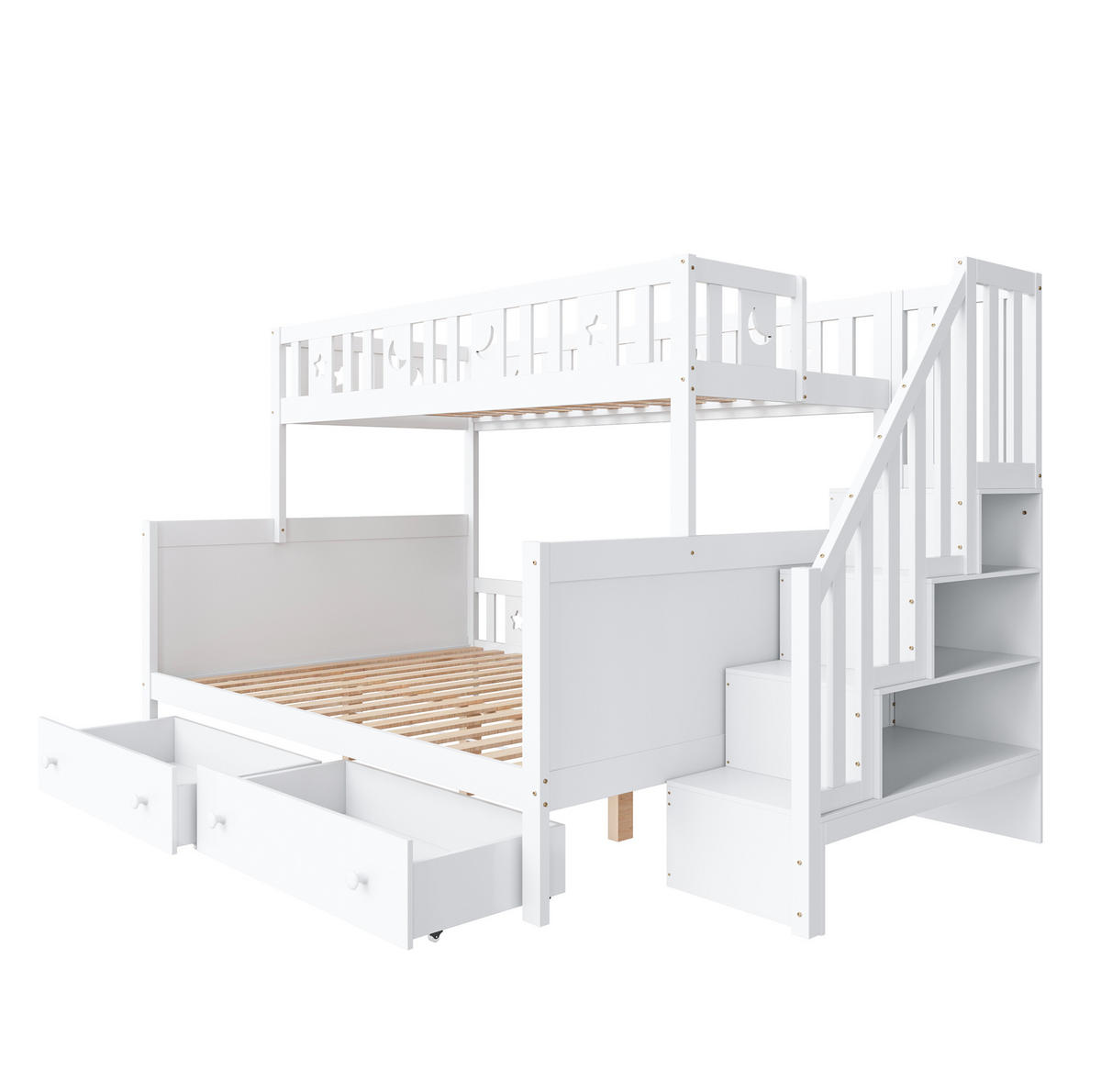 ETAGENBETT 90/200 cm in Weiß mit Stauraum, Schubladen und Sicherheitsleiter - Weiß, Holz (90/200cm) - OKMYHOME