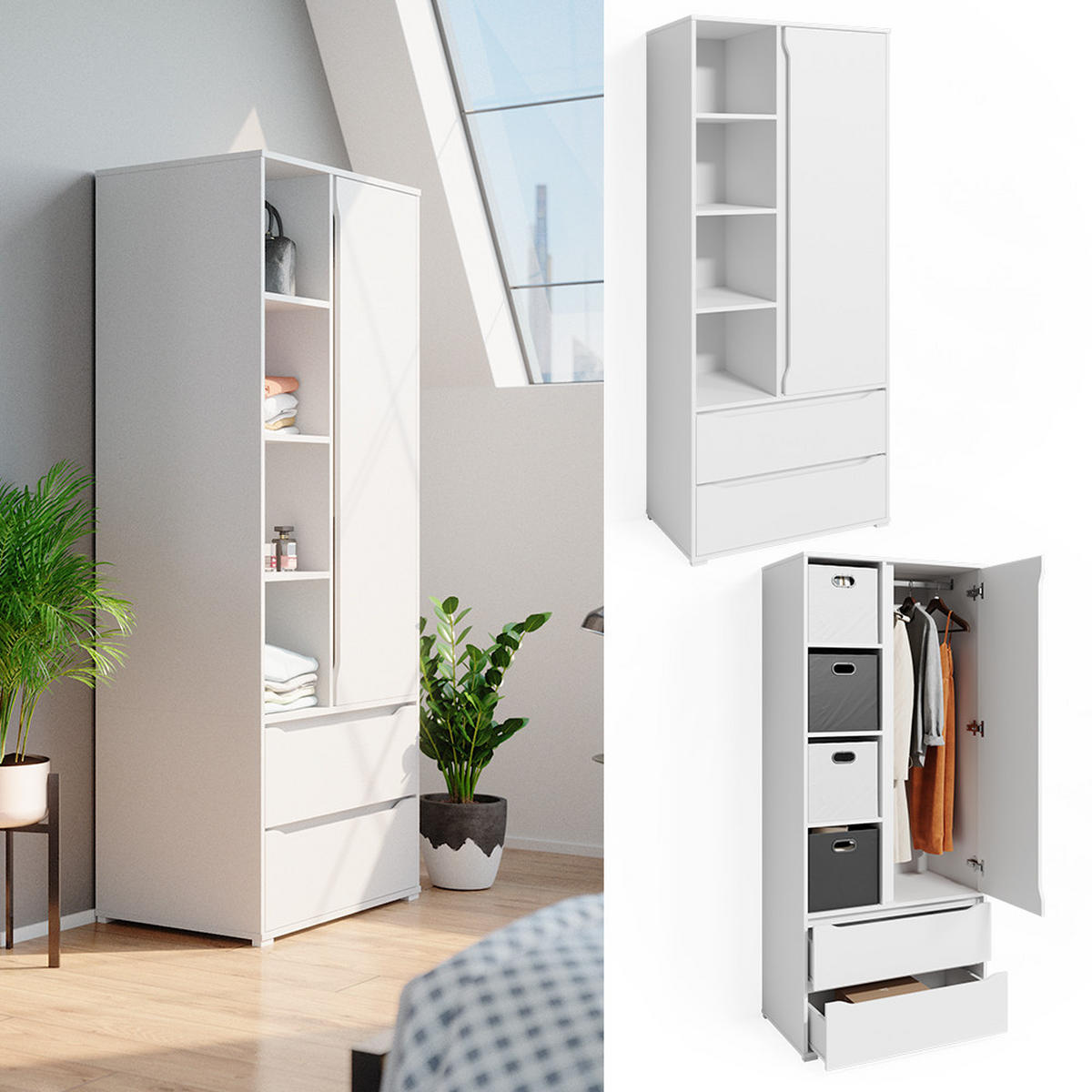 ŠATNÍ SKŘÍŇ Ruben Bílá - bílá, kompozitní dřevo (80/189.9/48cm) - Vicco