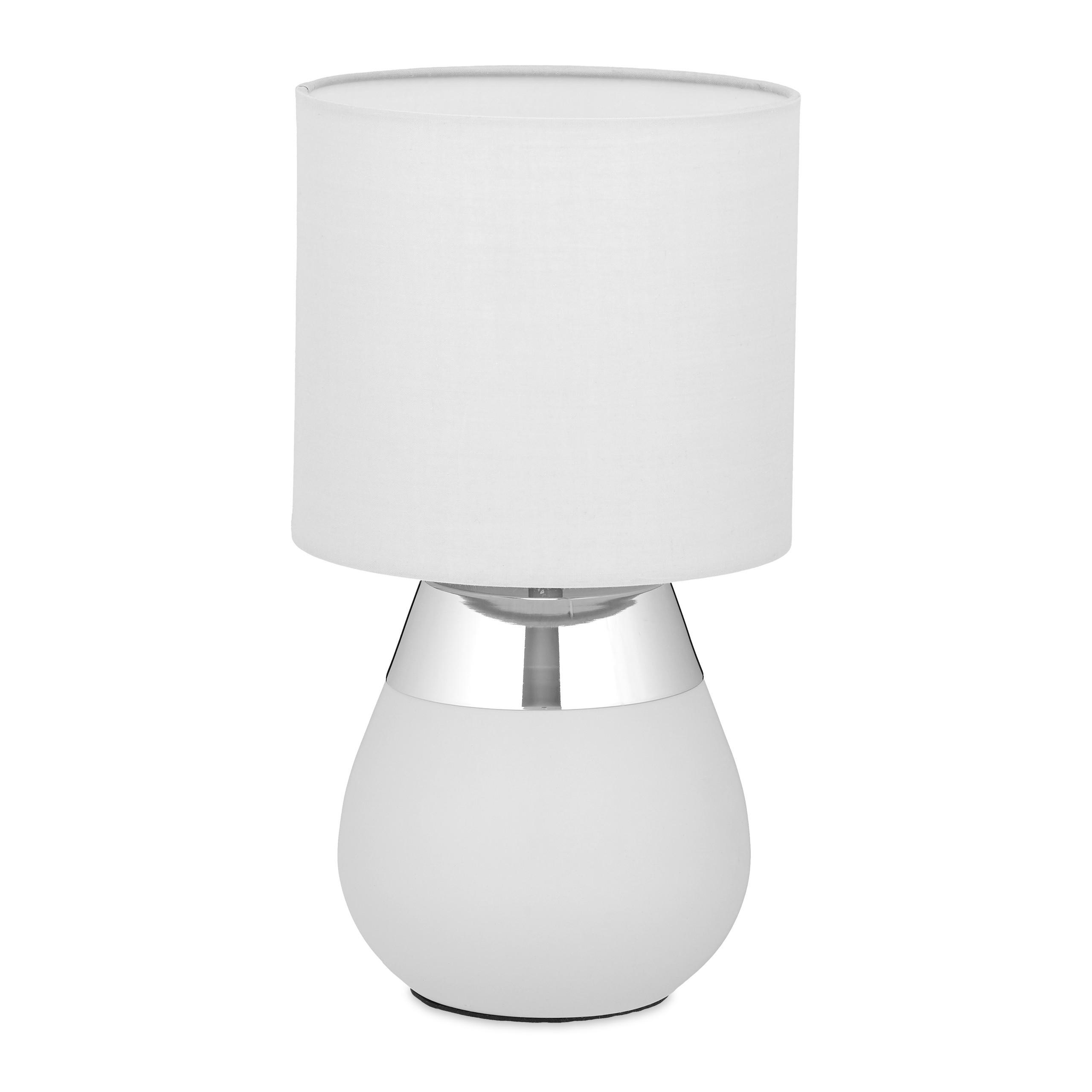 NACHTTISCHLAMPE - Grau, Kunststoff/Textil (18/18/32.5cm) - Relaxdays