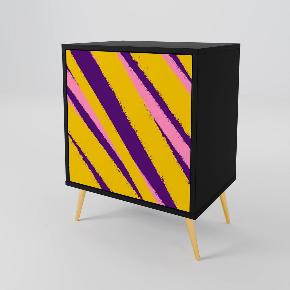 SIDEBOARD DREAMS COME TRUE, Schwarz, 57,5x42x70,5 cm, Schwarze Metall-Sternfüße - Multicolor/Schwarz, Holzwerkstoff/Metall (57.5/70.5/42cm) - SpaceRebels