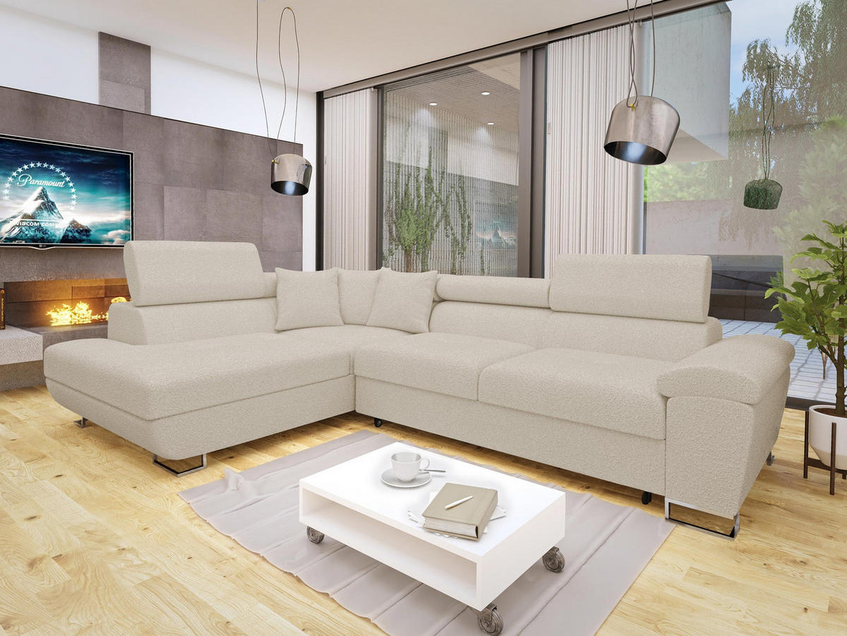ECKSOFA Cotere Premium, Seite: Links - Sandfarben, Holz/Textil (270/202cm) - MIRJAN24