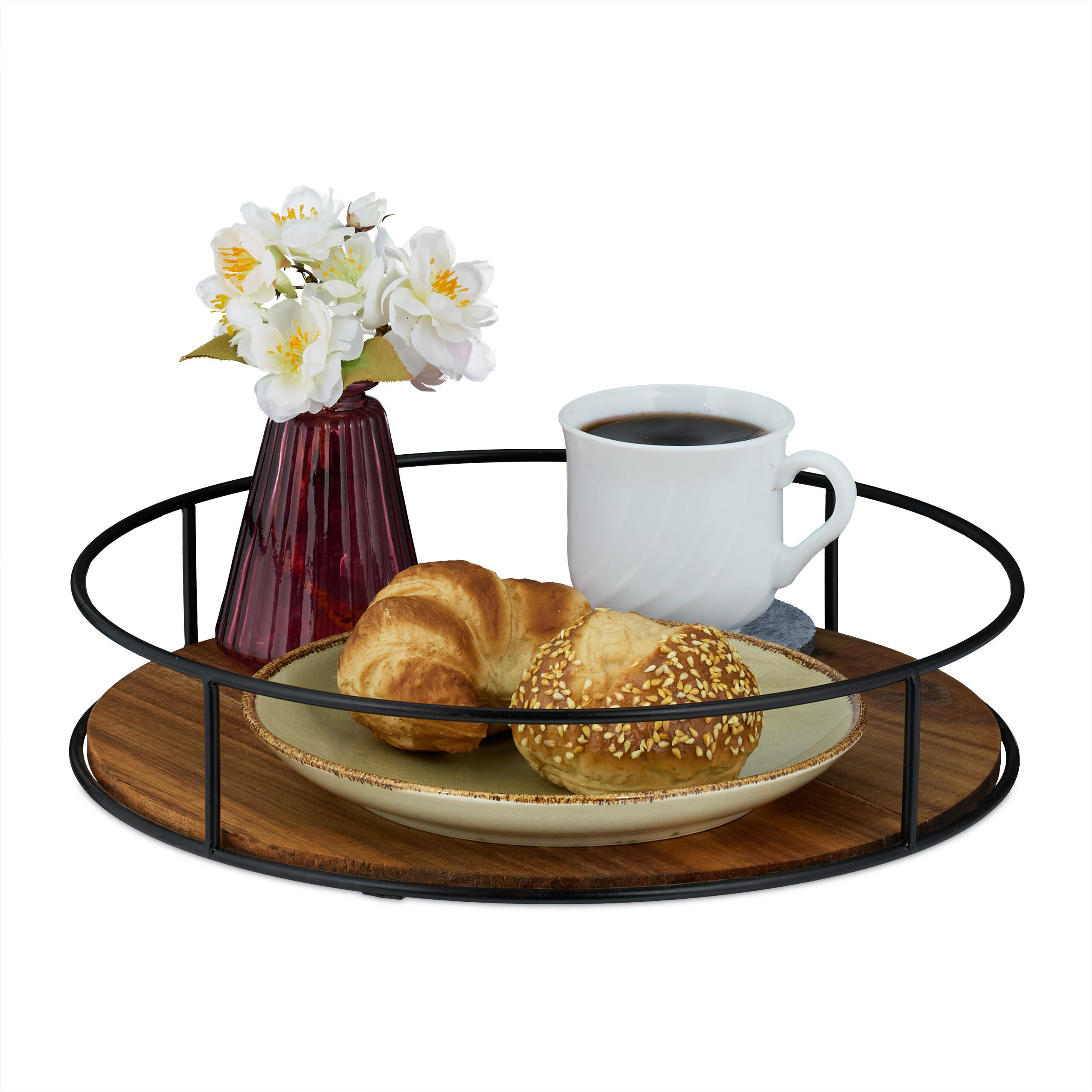 TABLETT - Braun, Holz/Metall (31/6/31cm) - Relaxdays