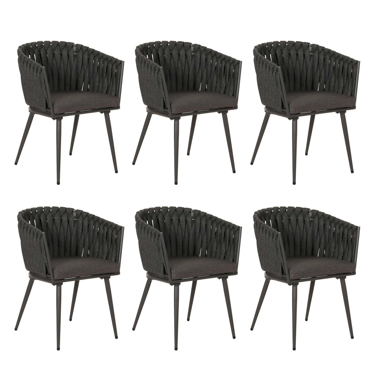 ESSZIMMERSTUHL Anthrazit, Grau 6er-Set - Anthrazit/Grau, Textil (61/82/57cm) - MCW