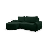ECKSOFA Dream Cord in L-Form mit Schlaffunktion und Bettkasten, Farbe: Grün, Cordstoff, Ottomane Links - Grün, Textil (136/260cm) - VENASI MÖBEL
