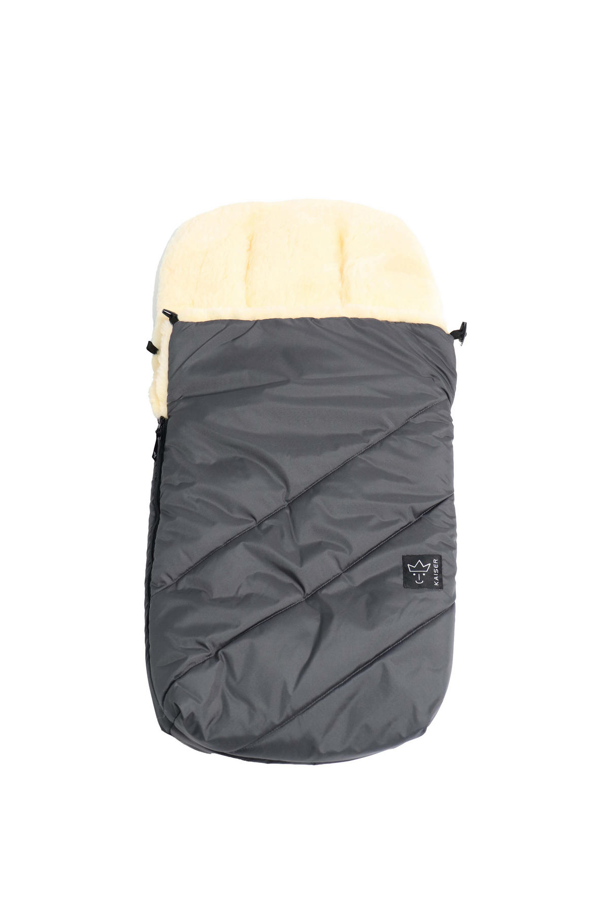 LAMMFELL-FUSSSACK Paat 2.0, anthracite - Dunkelgrau, Fell (45/85cm) - Kaiserbaby