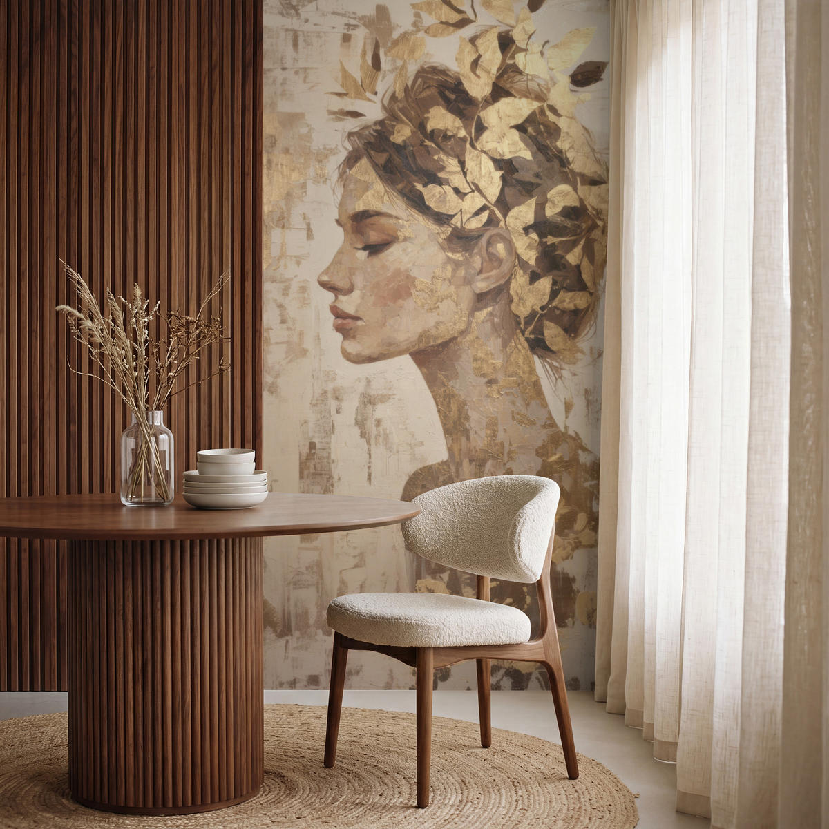 TAPETE - Frau - Gold - Abstrakt - Textur - 120x260 cm - Goldfarben, Papier (120/260cm) - OnlyWow