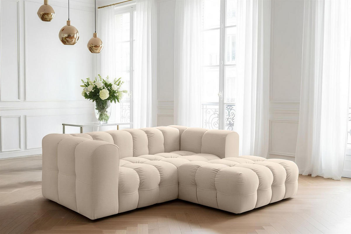 ECKSOFA Solvie Xs In Tiffani - Beige, Holzwerkstoff/Textil (239/193cm) - Fun Möbel