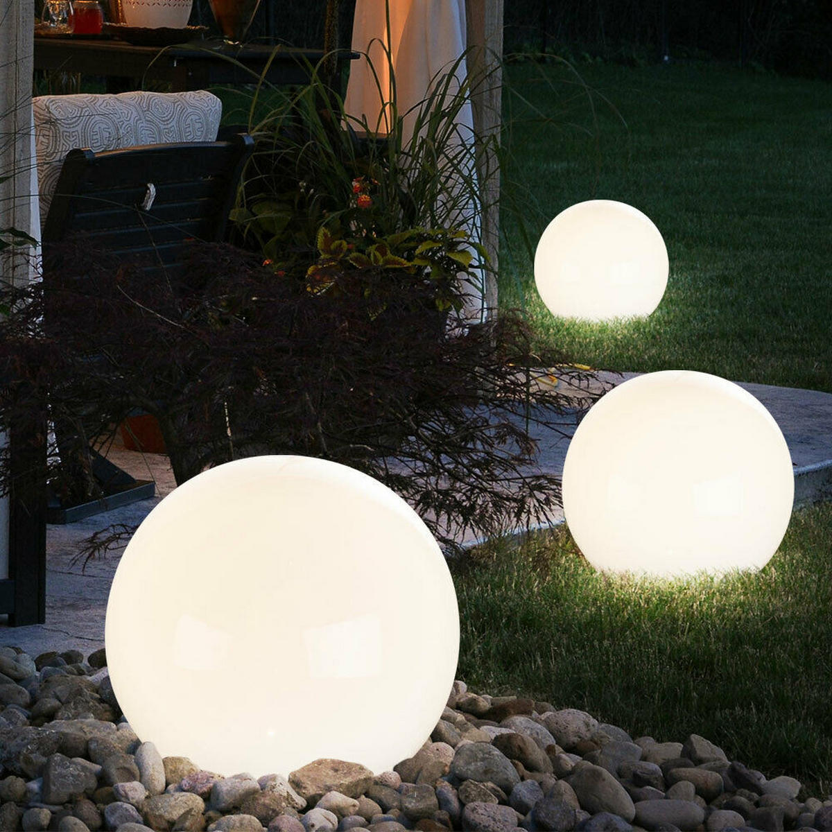 LED AUSSENLEUCHTE Kugelleuchte Weiß 3er Set - Weiß, Kunststoff (15/15/43cm) - Globo Lighting