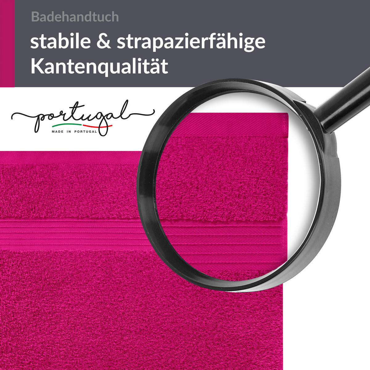 BADETUCH Linz Purpur 100x200 cm - Pink, Textil (100/200cm) - Lashuma