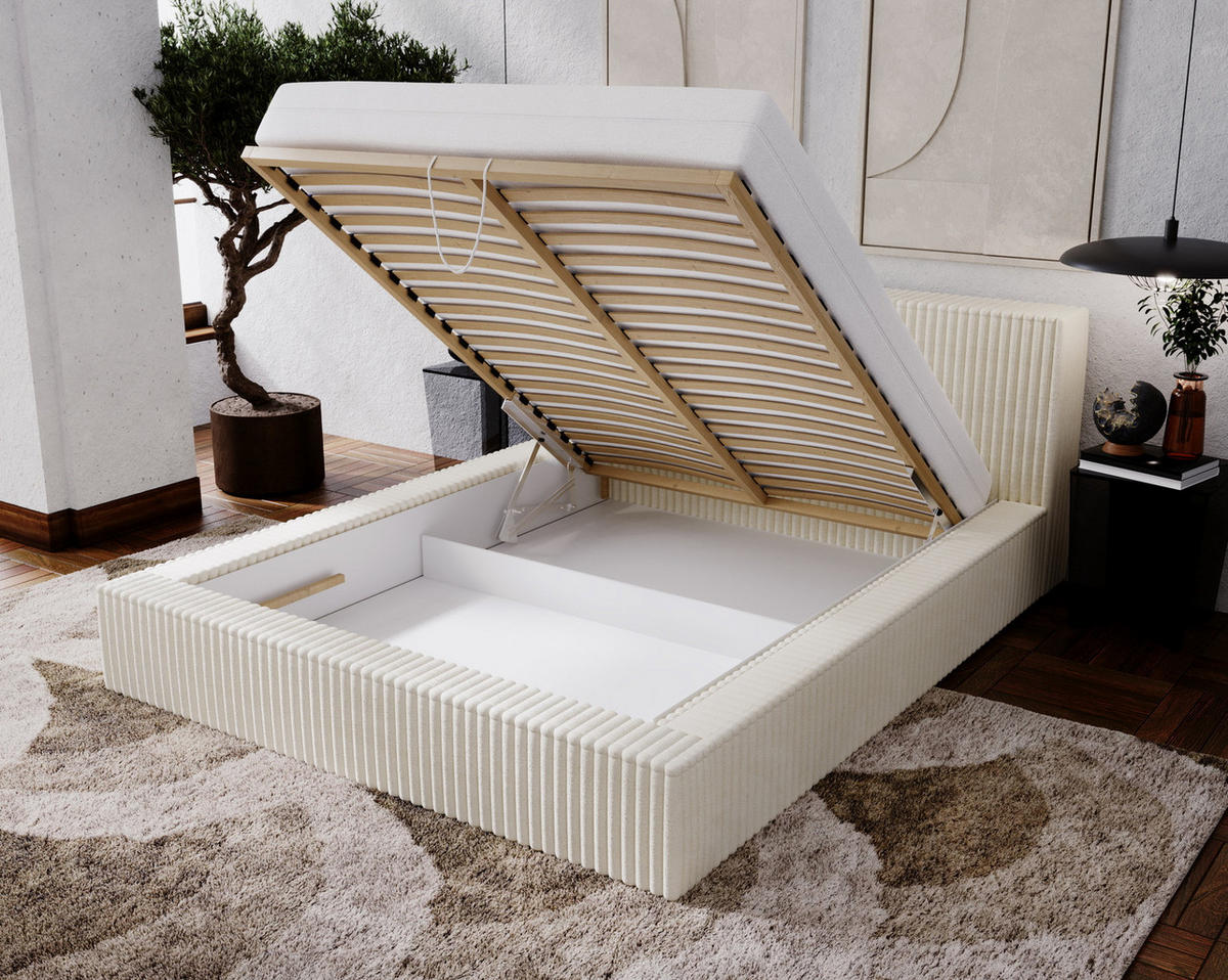 POLSTERBETT mit Bettkasten 140x200 Buffy, Cordstoff, Braun - Braun, Holz/Textil (140/200cm) - Emporius