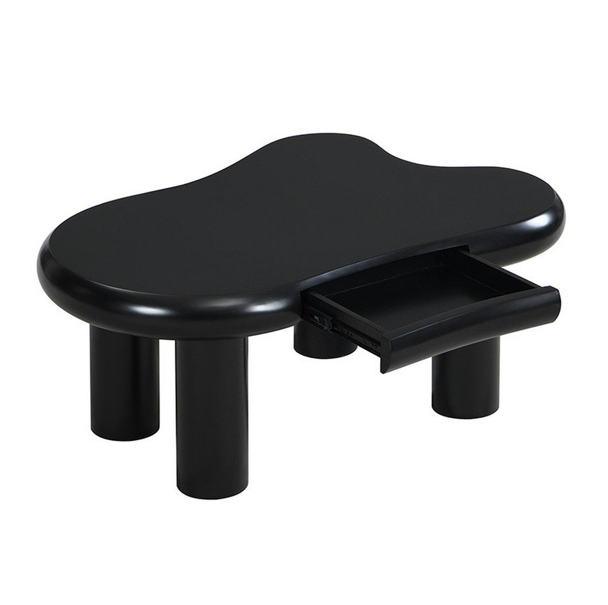 COUCHTISCH 98/65,5/40 cm mit LED-Beleuchtung und Schublade in Schwarz - Schwarz, Holzwerkstoff (98/65.5/40cm) - Flora Grace