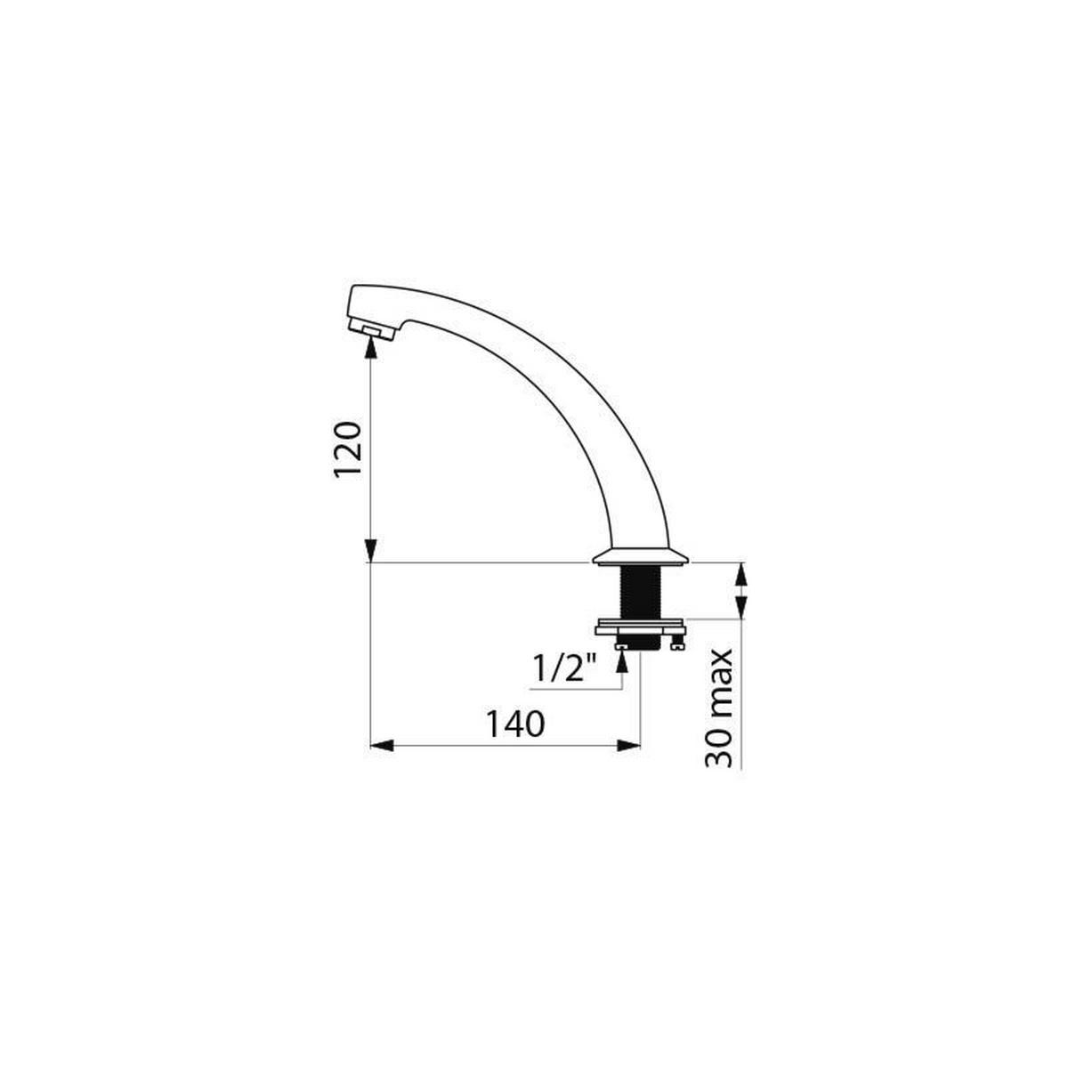 STANDAUSLAUF verchromt Messing G1/2B L140 H120 mm 3 l/min - Chromfarben, Metall (15/5.5/32cm) - Delabie