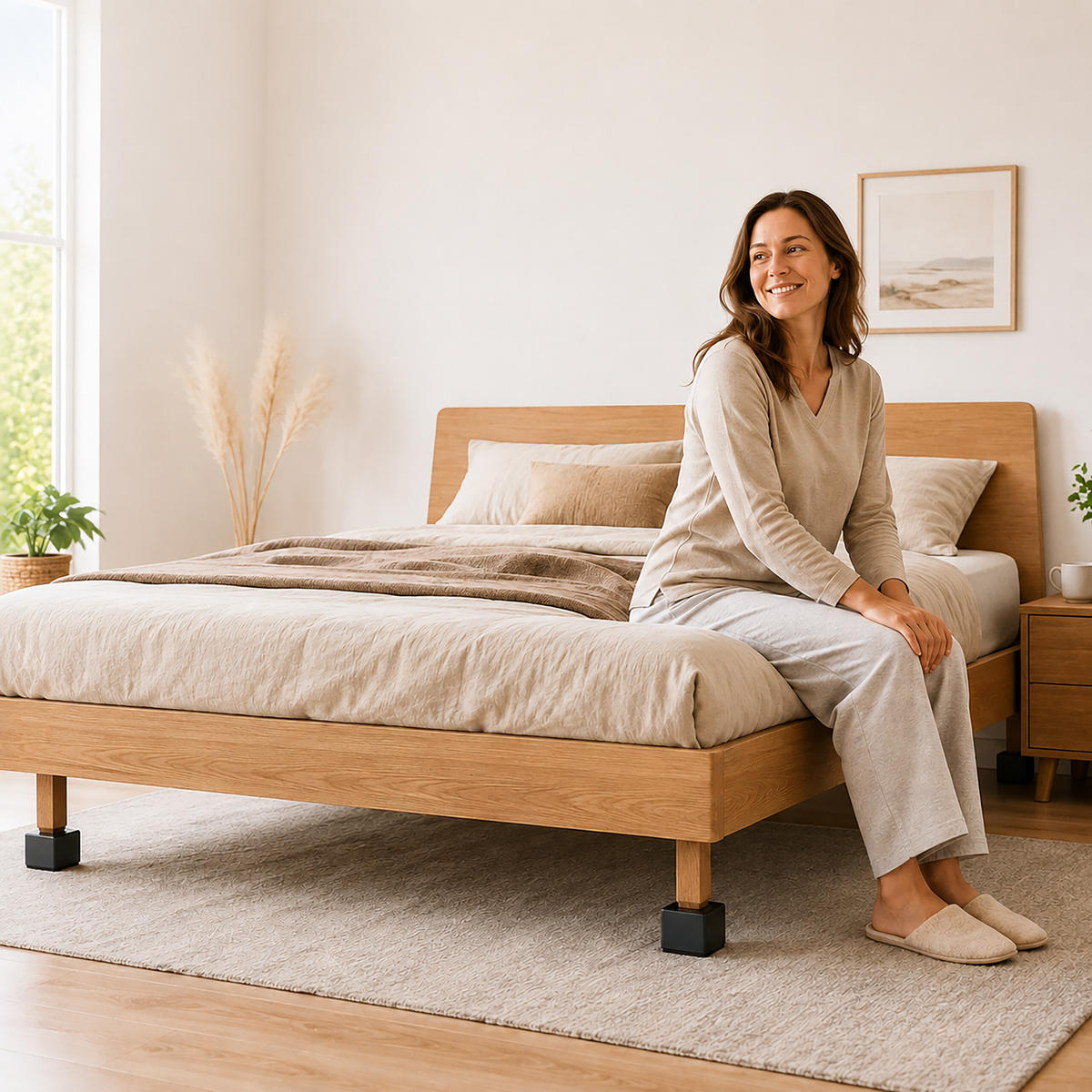 MÖBELERHÖHUNG Silber selbstklebend Filz - Schwarz, Textil/Metall (6/5/6cm) - Relaxdays