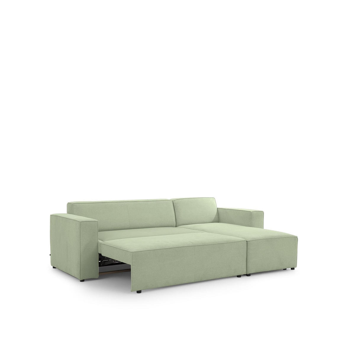 ECKSOFA Schlafsofa Waldo In Stoff Poso - Hellgrün, Holzwerkstoff/Textil (260/173cm) - Fun Möbel