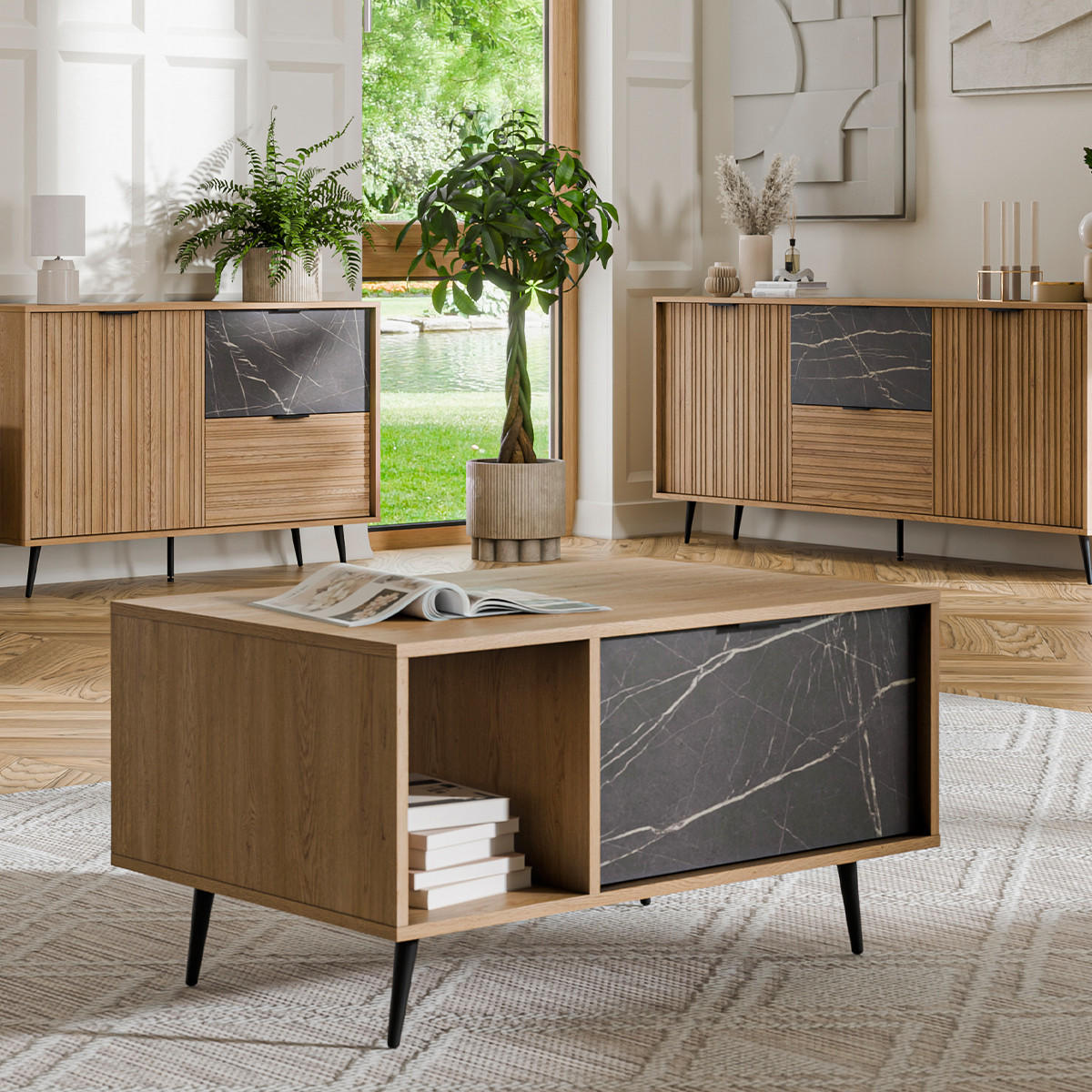 COUCHTISCH Luka Holz und Schwarz - Schwarz, Holzwerkstoff (60/92/49.2cm) - Petits-meubles