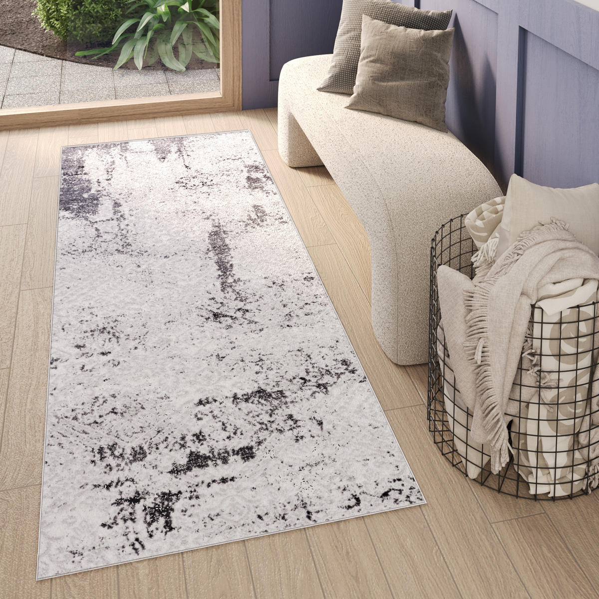 TEPPICHLÄUFER SKY hellgrau vintage 120/200 cm - Hellgrau, Textil (120/200cm) - Tapiso