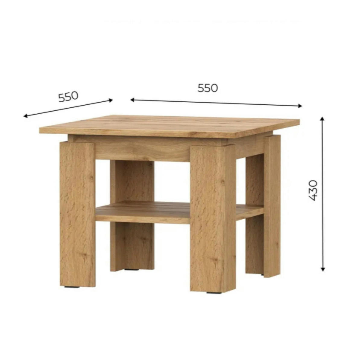 COUCHTISCH SOLA STO1 Zusätzliches Regal Eiche Wotan - Eiche Wotan, Holzwerkstoff/Kunststoff (55/55/43cm) - Komodee