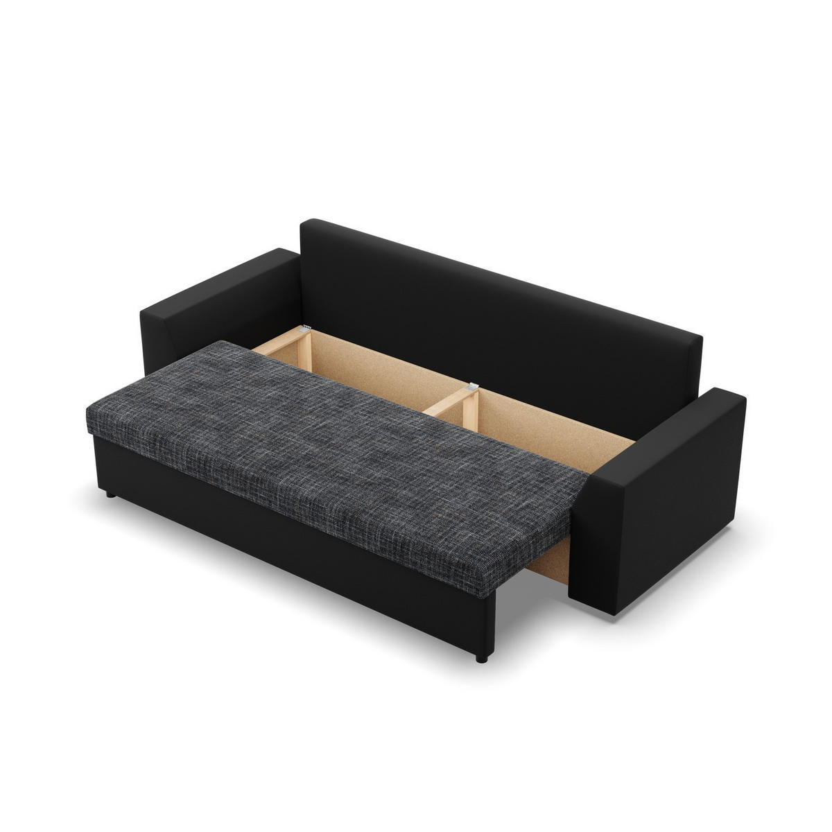 SOFA 3-SITZER MIT SCHLAFFUNKTION LUGO Dunkelgrau/Schwarz - Dunkelgrau/Schwarz, Textil (92/92/232cm) - Mebligo
