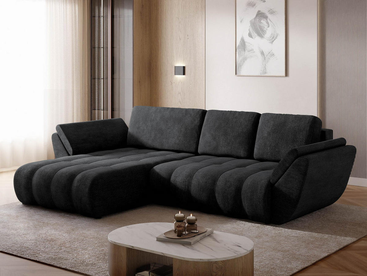 ECKSOFA Faro - Dunkelgrau/Schwarz, Holz/Kunststoff (283/195cm) - MIRJAN24